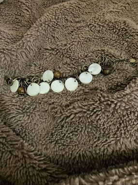 Claire's White Shell Disc and Brown Bead Charm Bracelet